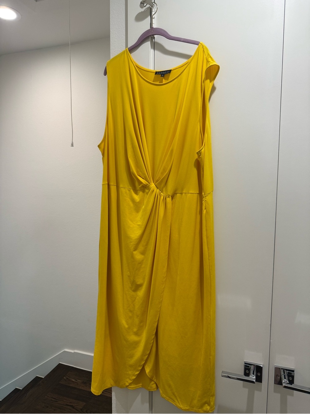 Eloquii Sunny Yellow Twist-Front Midi Dress
